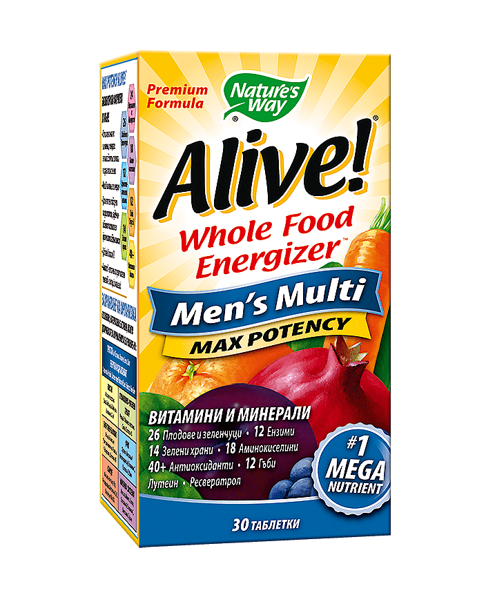 Мултивитамини за Мъже Алайв таблетки x30 (Alive Men's Multi Max Potency)