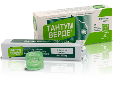 Тантум Верде Мента таблетки за смучене (Tantum Verde Mint) х 40