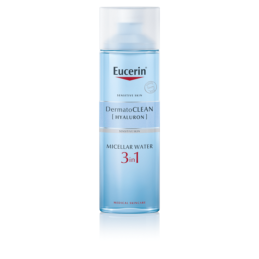 Eucerin® DERMATOCLEAN Мицеларна вода 3 в 1 за всеки тип кожа с хиалурон
